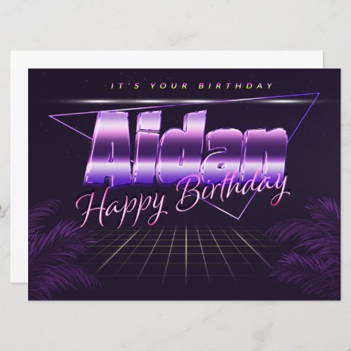 Aidan Name First Name pura retro card Birthday