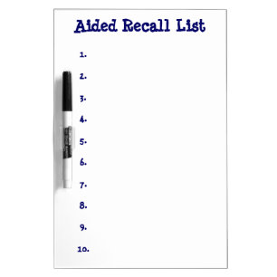 Aided Recall List-Numbered Dry Erase Board