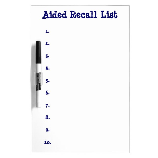 Aided Recall List-Numbered Dry Erase Board (Front)