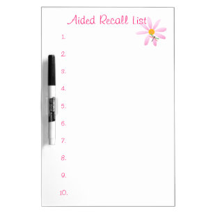 Aided Recall List-Numbered+Flower/Dragonfly Dry-Erase Board