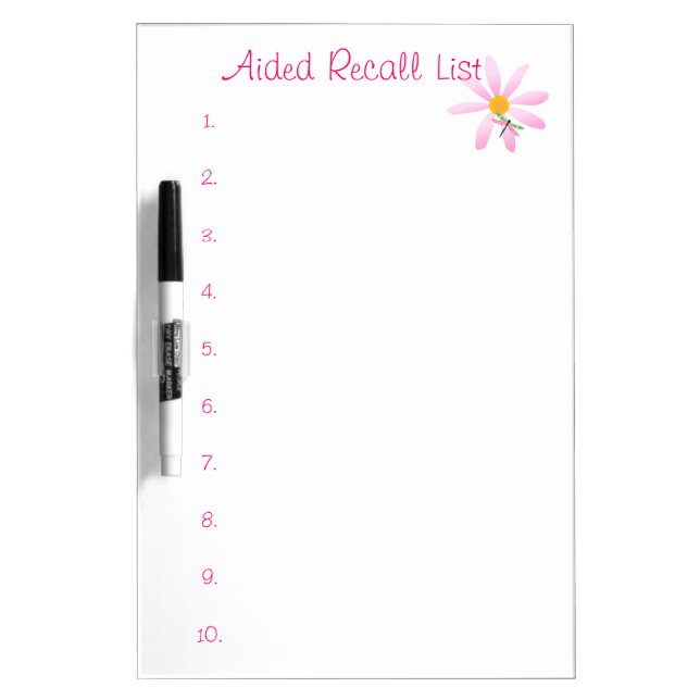 Aided Recall List-Numbered+Flower/Dragonfly Dry-Erase Board (Front)
