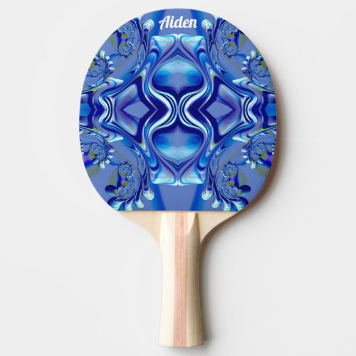 AIDEN ~ Blue Streak ~ Original Fractal ~ Ping Pong Paddle