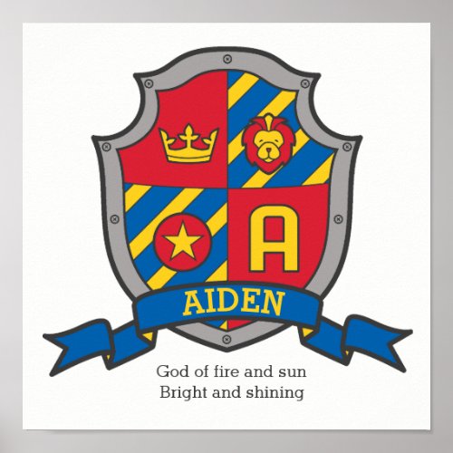 Aiden boys name and meaning shield poster