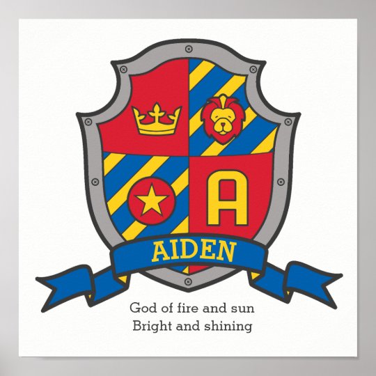 Aiden boys name and meaning shield poster