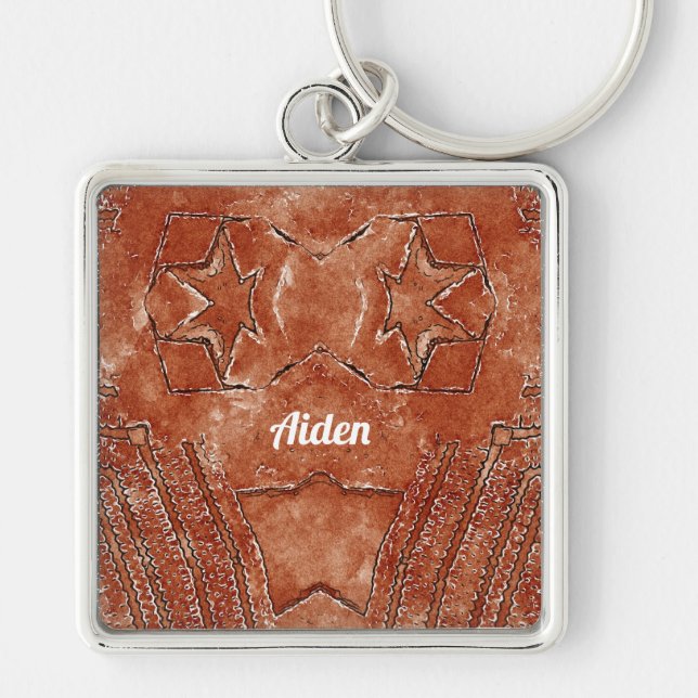 AIDEN ~ Brown White Black ~  Keychain (Front)