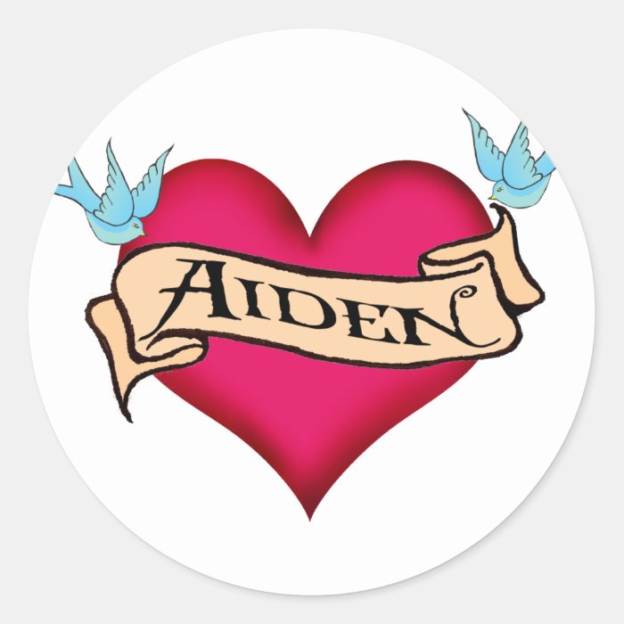 Aiden   Custom Heart Tattoo T shirts & Gifts Stickers