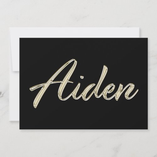 Aiden Name white gold Handwriting Card