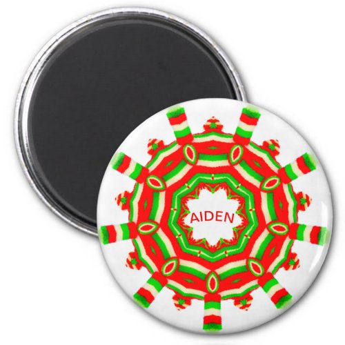 AIDEN  Personalized Christmas Wheel Fractal  Mag Magnet