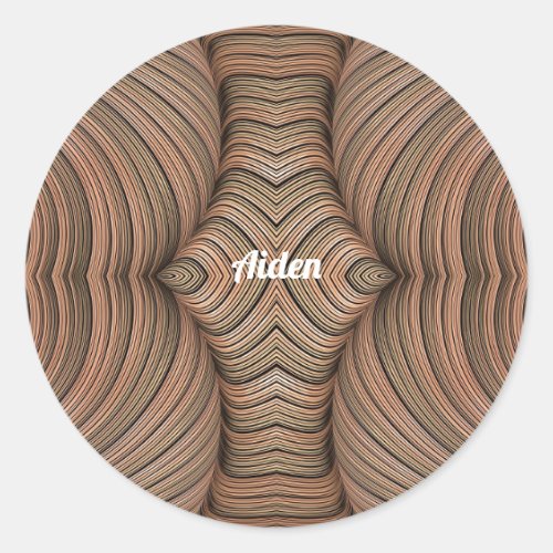 AIDEN ~ Pretty Shades of Brown Fractal ~ Classic Round Sticker