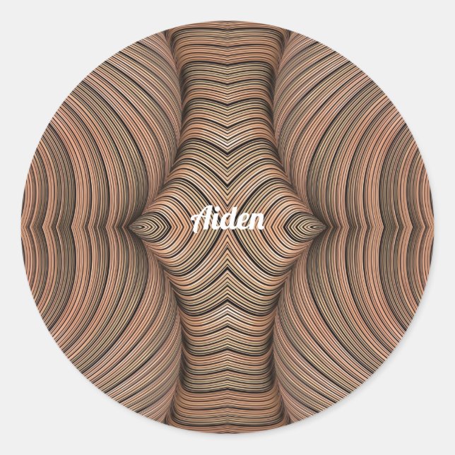 AIDEN ~ Pretty Shades of Brown Fractal ~  Classic Round Sticker (Front)