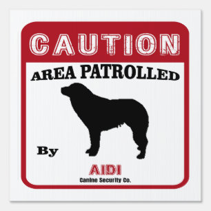 Aidi Dog Warning Red Funny Sign