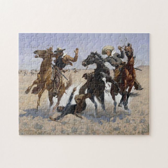Aiding a Comrade by Frederick Remington Jigsaw Puzzle (Horizontal)