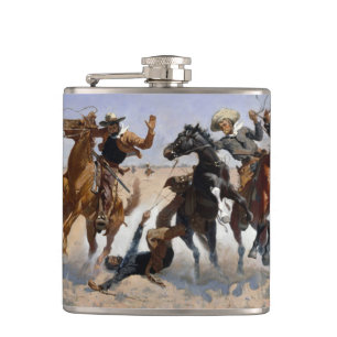 Aiding a Comrade Remington Fine Art Hip Flask