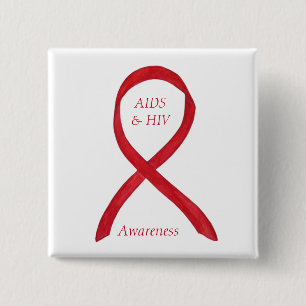 AIDS and HIV Awareness Ribbon Customized Pin