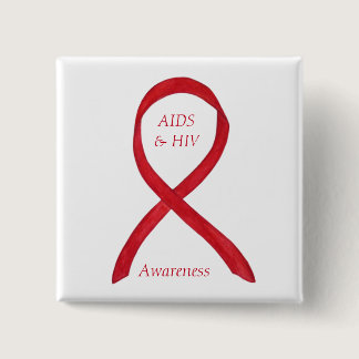 AIDS and HIV Awareness Ribbon Customized Pin