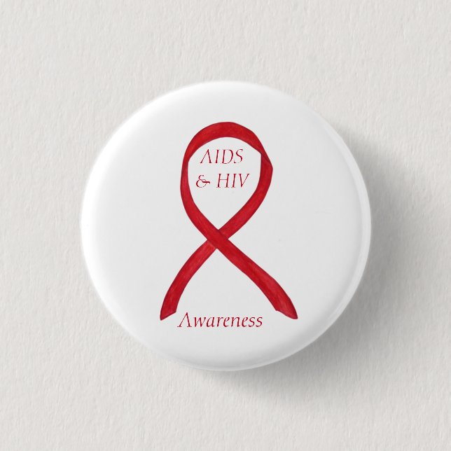 AIDS and HIV Awareness Ribbon Customized Pin (Front)