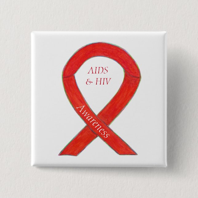 AIDS and HIV Awareness Ribbon Customized Pin (Front)