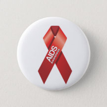 Pin Button Badge Ø25mm 1" Ruban Rouge Lutte VIH Sida red ribbon HIV Aids 