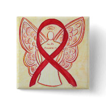 AIDS Awareness Ribbon Angel Custom Art Pin