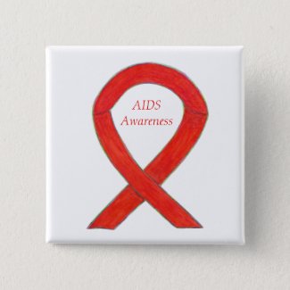 AIDS Awareness Ribbon Custom Art Pin