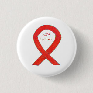 AIDS Awareness Ribbon Custom Art Pin