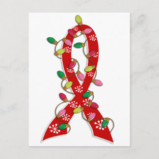 AIDS Christmas Lights Ribbon Holiday Postcard