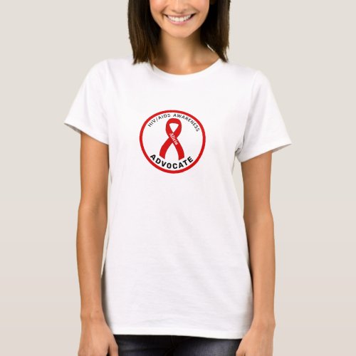 AIDSHIV Advocate Ribbon White Womens T_Shirt