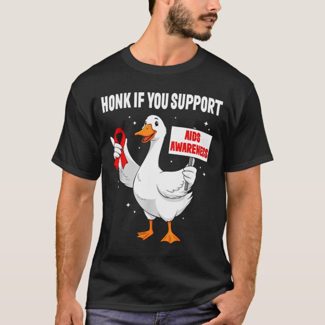 Aids_hiv Awareness Funny Goose World Aids Day Red  T-Shirt (Front)