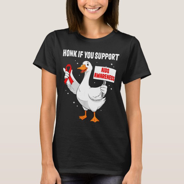 Aids_hiv Awareness Funny Goose World Aids Day Red  T-Shirt (Front)