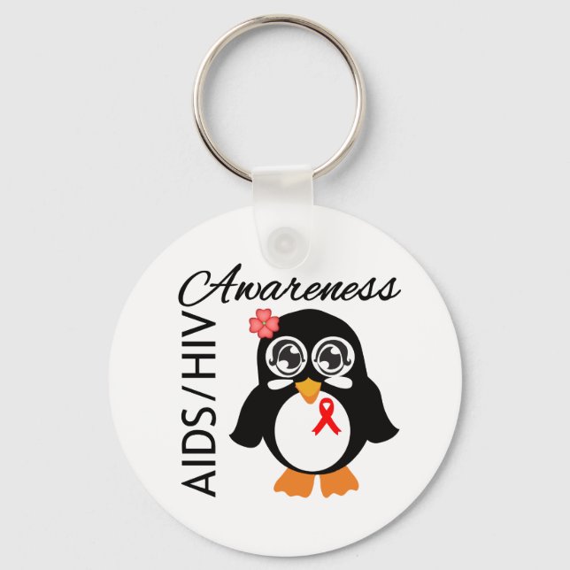 AIDS HIV Awareness Penguin Keychain (Front)
