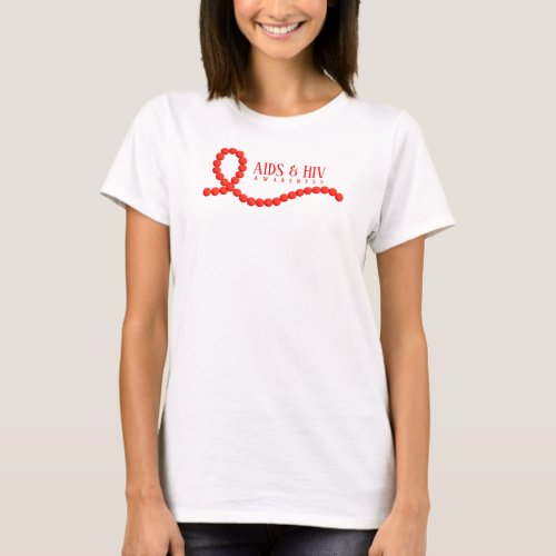 AIDS  HIV Awareness Red Ribbon Beads T_Shirt