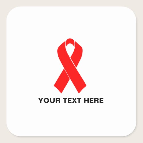 AIDS HIV Awareness Red Ribbon Square Sticker