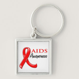 AIDS HIV Awareness Ribbon Keychain