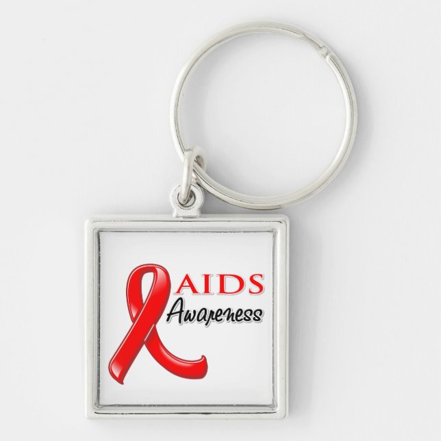AIDS HIV Awareness Ribbon Keychain (Front)
