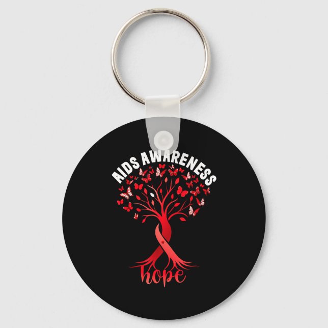 Aids_hiv Awareness World Aids Day Red Ribbon Hope  Keychain (Front)