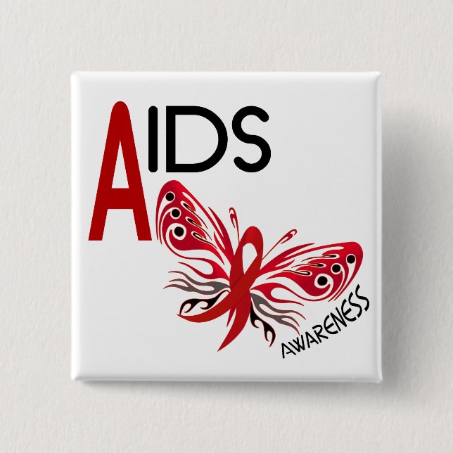 AIDS / HIV Butterfly 3 Awareness Button (Front)