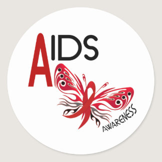 AIDS / HIV Butterfly 3 Awareness Classic Round Sticker
