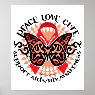 AIDS/HIV Butterfly Tribal 2 Poster
