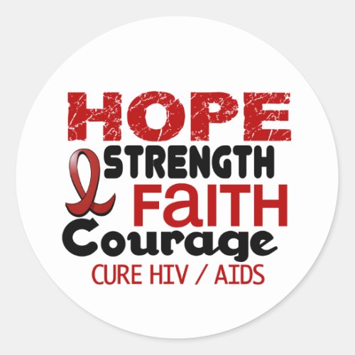 AIDS HIV HOPE 3 CLASSIC ROUND STICKER