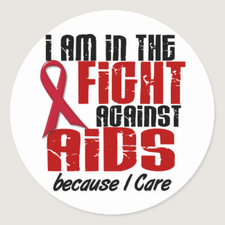 AIDS HIV In The Fight 1 I Care Classic Round Sticker