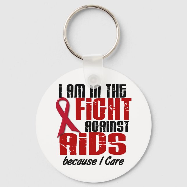 AIDS HIV In The Fight 1 I Care Keychain (Front)