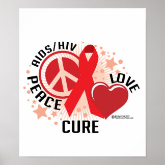 AIDS/HIV Peace Love Cure Poster