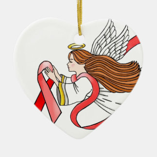 AIDS "Red Ribbon" Awareness Angel Ceramic Ornament