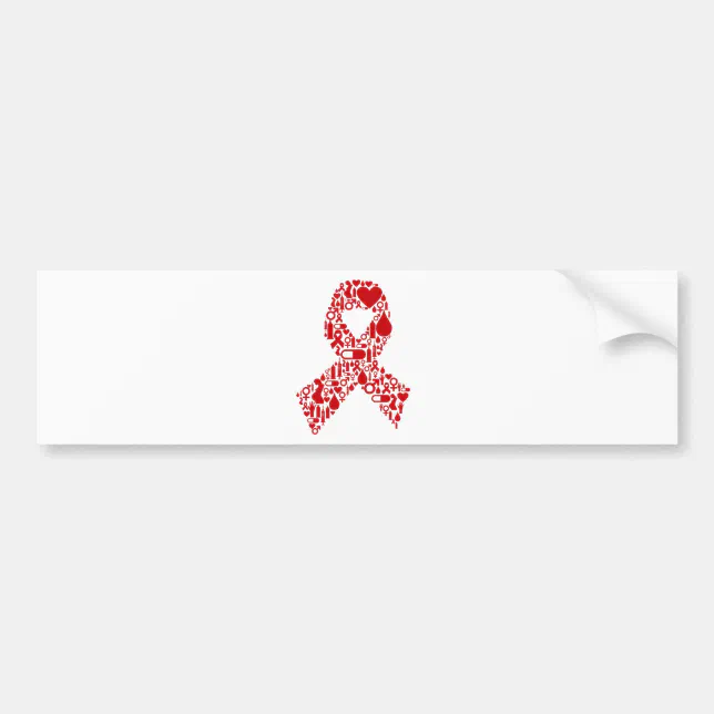 Aids Ribbon Icon Awareness Bumper Sticker (Front)
