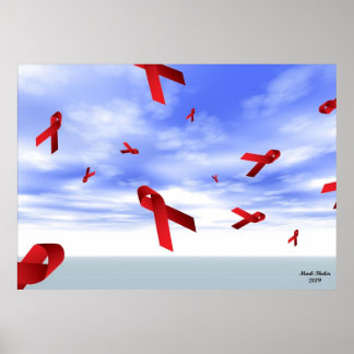 AIDS Ribbons Floating in the Sky Poster