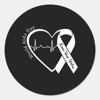 Aids Support Red Ribbon World Aids Day Hiv Aids Classic Round Sticker