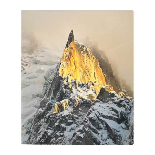 Aiguille des Deux Aigles Sunrise, Chamonix Metal Print (Front)