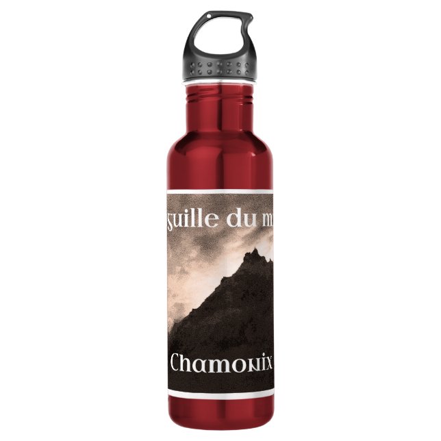 Aiguille du Midi, Mont Blanc Mountain Stainless Steel Water Bottle (Front)