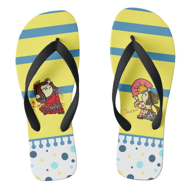 Aika-chan and Karen-chan (stripe) Flip Flops (Footbed)