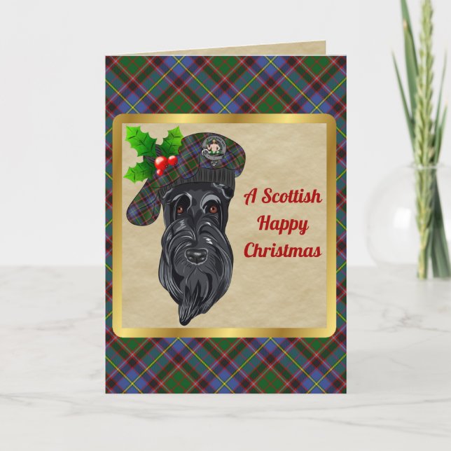 Aikenhead Badge & Tartan Personalized Xmas Card (Front)